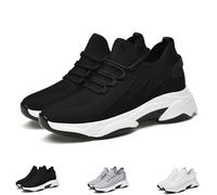 Tallure Sneakers for Women Men, 1.6/2.4/3.1/3.9in Height Invisible Increase, Breathable Mesh Non-Slip Sneakers (Black-Height Increase 2.4 in, Adult, Men, 8, Numeric, UK Footwear Size System, Medium)