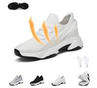 Tallure Sneakers, Tallure Sneakers Height Increasing for Women Men, 1.6/2.4/3.2/4 Inches Invisible Height Increasing Shoes Non-Slip Breathable Mesh Lightweight Elevator Running Shoes(White(6cm/2.4inch
