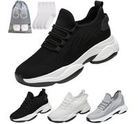 Tallure Sneakers Women Men,Tall Sneakers Flat/1.6"/2.4"/3.1"/3.9" Invisible Height Increase Lightweight Non Slip Orthopedic Shoes (Black-3.1,44EU)