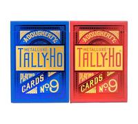 Tally Ho Metalluxe Premium Playing Cards Variety Pack - Blue and Red Foil Circle Back Set of 2 Decks, Poker Size Standard Index