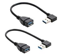 talNite 2PCS SuperSpeed USB 3.0 Extension Data Cable,90 Degree Male to Female Adapter Right Angle Extender Cable,Short USB Extension Cables for Devices with USB Port (20cm, 8in)