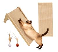 TALOEYH - 105° Cat Scratcher, 68 cm L Shape Cat Scratch Pad Wall Mounted, Dual-Use Sisal Cats Scratcher with Toy, Soild Wood Plywood Frame & Sisal Pad, for All Cats Playing, Relaxing