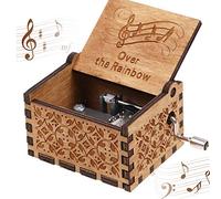TALOEYH Wooden Music Box, Over the Rainbow Vintage Music Box Hand Crank Music Box Classical Musical Box Gift for Birthday Christmas Valentine's Day