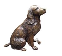 Taloit Cocker Spaniel Sitting Small Cold Cast Bronze Statue, Springer Spaniel Statue Garden Decor Resin Animal Dog Sculpture Yard Lawn Outdoor Decorative Ornament