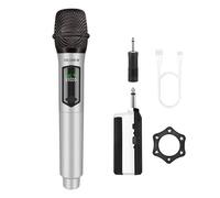 talomen 2.4GHz Professional Wireless Microphone,Cordless Handheld Dynamic Microphones,Mic System for Singing with Rechargeable Receiver,160ft,for Singing Karaoke,wedding,DJ,party,speech,K60-1 Silver