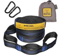 Talon Hammock Straps - Combined 20 Ft Long, 38 Loops W/ 2 Carabiners - Easily Adjustable, Tree Friendly Must Have Gear for Camping Hammocks Like Eno Blue Stitching