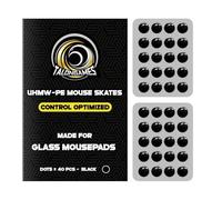TALONGAMES Mouse Skates for Glass Mousepads, High-Density UHMW-PE, Universal Round Dots 6.5mm 40pcs, Ultra-Control Glide, High Wear Resistance, Silent Design, Rounded Polished