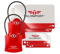 Talonport Keyless Luggage Locks TSA Approved, No Combination Needed, Lifetime Card Keys, Durable Metal Suitcase Lock for Travel Essentials & Checked Bags (2 Pack, Red)