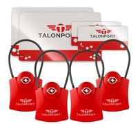 Talonport Keyless Luggage Locks TSA Approved, No Combination Needed, Lifetime Card Keys, Durable Metal Suitcase Lock for Travel Essentials & Checked Bags (4 Pack, Red)