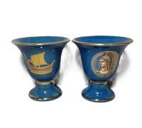 Talos Artifacts Ancient Greek ship and Goddess Athena Pythagorean 2 cups set color petrol