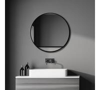 Talos Black Hole Round Mirror Diameter 60 cm - Round Wall Mirror in Matt Black - Bathroom Mirror Round Aluminium Frame - Bathroom Mirror with Trendy Design