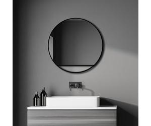 Talos Black Hole Round Mirror Diameter 60 cm - Round Wall Mirror in Matt Black - Bathroom Mirror Round Aluminium Frame - Bathroom Mirror with Trendy Design