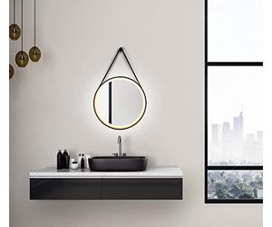 Talos Golden Summer Designer Mirror Diameter 55 cm Solid Alumium Frame LED Lighting Light Colour Neutral White