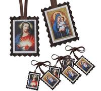 TALPGOD Brown Catholic Scapulars 3 Pack, Sacred Heart of Jesus with Our Lady Mt Carmel, Catholic Scapularies, Scapular of the Virgin of Carmen