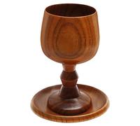 TALPGOD Handmade Wooden Communion Chalice Cup with Tray - Vintage Goblet Wine Cup for Christian Church Ceremony (5.1 Inches)
