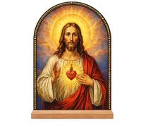 TALPGOD Jesus Stand Catholic Ornament Statue - Sacred Heart of Jesus Statue Acrylic Tabletop Décor for Home Altar & Desk, Christian Gifts for Women & Men