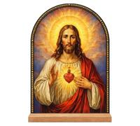TALPGOD Jesus Stand Catholic Ornament Statue - Sacred Heart of Jesus Statue Acrylic Tabletop Décor for Home Altar & Desk, Christian Gifts for Women & Men