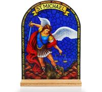 TALPGOD Saint Michael Stand Catholic Ornament Statue - St Michael The Archangel Statue Acrylic Tabletop Décor for Home Altar & Desk, Christian Gift for Women & Men