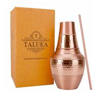 Taluka Pure Copper Bedside Carafe Water Flask Pitcher With Tumbler & 1 Straw For Drinking Water Ayurveda Yoga Health Benefits Capacity 1.4LT / 47.3 US Fluid Ounce