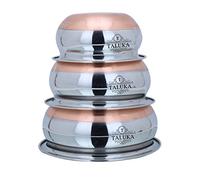 Taluka Stainless Steel Copper Bottom Handi Pot Bowl 3 Piece Set Use For Cooking Vegetable Storage Bowl Serveware