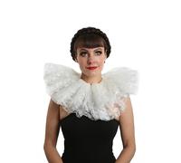 Talulah Blue Ivory Lace Neck Ruffle Clown Costume, Circus Outfit, Victorian ruff Collar, Fancy Dress Halloween Costume