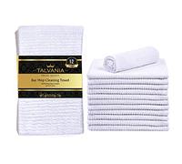 Talvania Bar Mop Towels 16”x19”, White Kitchen Towel 12 Pack, 100% Cotton, Super Absorbent Terry Multi-Purpose Bar Mops Shop Towels for Home Restaurant Commercial Use
