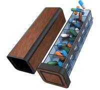 Talvolc M Pill Organizer 1 Time a Day, Pill Box 7 Day, Weekly Travel Pill Case,Daily Large Medication Holder Container, Once Daily Pillbox Dispenser for Vitamin, Medicine, Pills, Supplement (Brown)