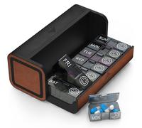 TALVOLC M Pill Organizer Weekly, 2 Times a Day for 7-Day Leather Medicine Box Travel Container Vitamin Am Pm Pill Case, Twice Daily Privacy Pill Holder, Modern and Portable Pillbox (Black and Brown)