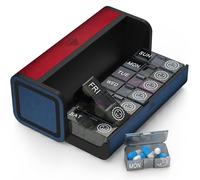 TALVOLC M Pill Organizer Weekly,7 Day Luxuxy Leather Pill Box 2 Times a Day, AM PM Daily Travel Medicine Cases Container and hid Vitamin/Fish Oil (red and Blue)