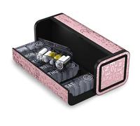 TALVOLC M Weekly Pill Organizer 2 Times a Day, 14 Compartments, Leather, Square, Dust-Proof (Pink)