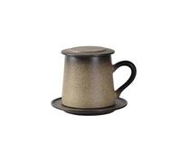 TALWHAH Coffee Mug, Sang Ran Ceramic Coffee Mug Vintage Drinking Cup with Lid Office Ear Hanging Teacup with Dish Afternoon Tea