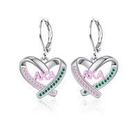 TALYKONG Aka Sorority Earrings Gifts for Women Pink and Green Earrings Aka Jewelry for Women