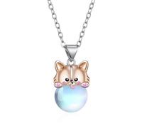 TALYKONG Corgi/Pug/Pig/Penguin/Frog/Fox/Sloth/Mushroom Necklace for Women Animals Pendant Necklace Gifts, S, Brass, No Gemstone