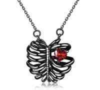 TALYKONG Gothic Necklace for Women Skull/rib cage heart/Sun Moon/Raven/Black Rose/Skeleton Hand Necklace Goth Jewelry Halloween Christmas Gifts for Women Men, Brass, Cubic Zirconia