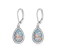 TALYKONG Larimar/Star/Dragonfly/Sunflower/Moonstone/Black Onyx Earrings for Women Leverback Dangle Earrings Hypoallergenic Jewelry for Women, Brass, Larimar