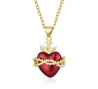 TALYKONG Sacred Heart of Jesus Necklace for Women Catholic Christmas Jewelry Gifts for Women, Small, Brass, No Gemstone