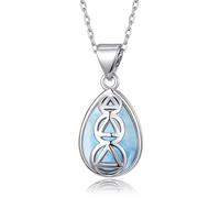 TALYKONG Sobriety Crystal/Abalone Shell/Star of David/Cross Tree of Life/Lotus/Compass Celtic Necklace Jewelry Gifts for Women, Brass, Larimar