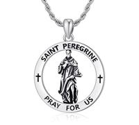 TALYKONG St Michael/St Peregrine/St Christopher Necklace for Men Saint Archangel Michael Pendant Protection Necklace Jewelry Gifts for Men Women 22+2'', S, Metal, No Gemstone