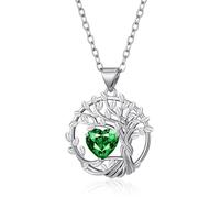 TALYKONG Tree of Life Birthstone Necklace for Women Garnet Necklace January/February/March/April/May Birthstone Necklace Anniversary Birthday Christmas Jewelry Gifts for Mom Wife Sister, S, Brass, No