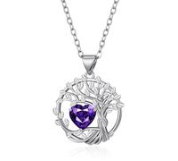 TALYKONG Tree of Life Birthstone Necklace for Women Garnet Necklace January/February/March/April/May Birthstone Necklace Anniversary Birthday Christmas Jewelry Gifts for Mom Wife Sister, S, Brass, No