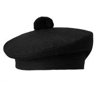 Tam O Shanter Hat Bonnet Beret Balmoral Scottish Army Cap - Black Size 61
