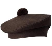 Tam O Shanter Hat Bonnet Beret Balmoral Scottish Army Cap - Brown Size 57