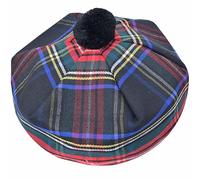 Tam O' Shanter Hat - Classic Tammy Hat Acrylic Wool Flat Bonnet Pom Pom - Perfect Scottish Tartan Beret Style Cap Daily Wear - One Size Fits All (UK, Alpha, One Size, Black Stewart)