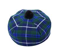 Tam O' Shanter Hat - Classic Tammy Hat Acrylic Wool Flat Bonnet Pom Pom - Perfect Scottish Tartan Beret Style Cap Daily Wear - One Size Fits All (UK, Alpha, One Size, Blue Douglas)