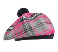 Tam O' Shanter Hat - Classic Tammy Hat Acrylic Wool Flat Bonnet Pom Pom - Perfect Scottish Tartan Beret Style Cap Daily Wear - One Size Fits All (UK, Alpha, One Size, Alisa Pink)
