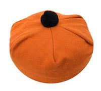 Tam O' Shanter Hat - Classic Tammy Hat Acrylic Wool Flat Bonnet Pom Pom - Perfect Scottish Tartan Beret Style Cap Daily Wear - One Size Fits All (UK, Alpha, One Size, Irish Saffron)