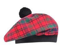 Tam O' Shanter Hat - Classic Tammy Hat Acrylic Wool Flat Bonnet Pom Pom - Perfect Scottish Tartan Beret Style Cap Daily Wear - One Size Fits All (UK, Alpha, One Size, Robertson Red Modern)