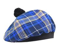 Tam O' Shanter Hat - Classic Tammy Hat Acrylic Wool Flat Bonnet Pom Pom - Perfect Scottish Tartan Beret Style Cap Daily Wear - One Size Fits All (UK, Alpha, One Size, Preeece)
