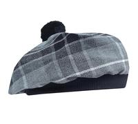 Tam O' Shanter Hat - Classic Tammy Hat Acrylic Wool Flat Bonnet Pom Pom - Perfect Scottish Tartan Beret Style Cap Daily Wear - One Size Fits All (UK, Alpha, One Size, Grey Fraser)