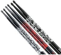 TAMA 5A 3-Pack (5A-FB-S 5A-FB-R 5A-S-BS) Red/Silver Fires Skull Drumsticks 3 Pairs